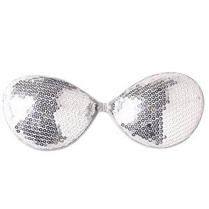 Sequin Adhesive Bra Strapless Backless Silver